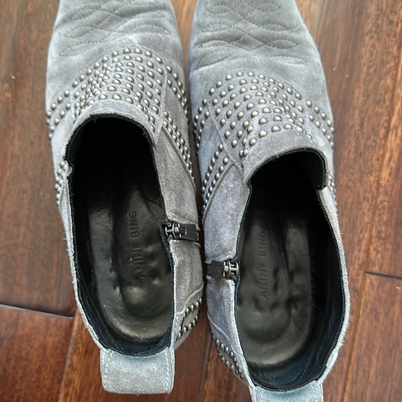 Anine Bing Low Ankle Charlie Suede Boots Grey 38 - Picture 7 of 8